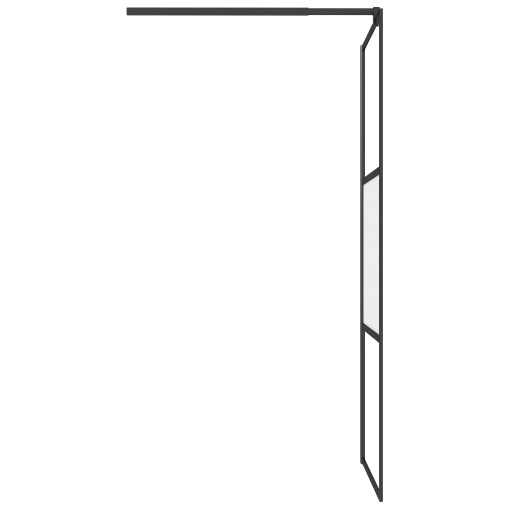 Duschwand mit Ablage für Walk-In-Dusche Schwarz 90x195 cm ESG