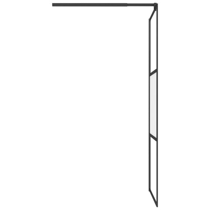 Duschwand mit Ablage für Walk-In-Dusche Schwarz 100x195 cm ESG