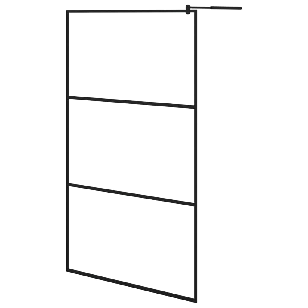 Duschwand mit Ablage für Walk-In-Dusche Schwarz 115x195 cm ESG