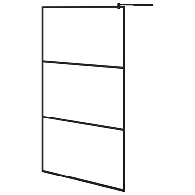 Duschwand mit Ablage für Walk-In-Dusche Schwarz 115x195 cm ESG