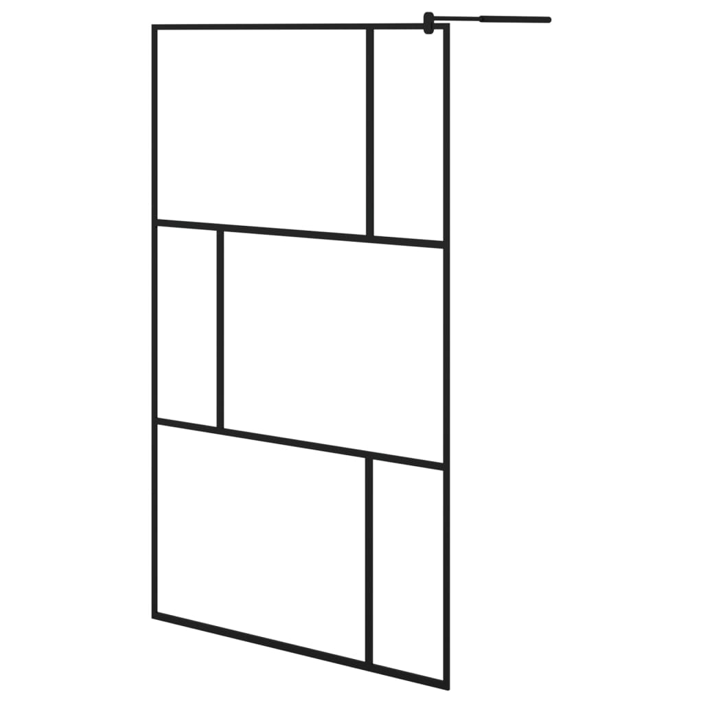 Duschwand mit Ablage für Walk-In-Dusche Schwarz 115x195 cm ESG