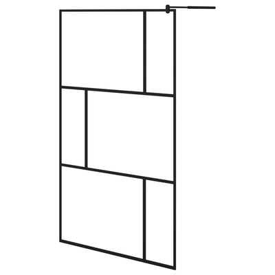 Duschwand mit Ablage für Walk-In-Dusche Schwarz 115x195 cm ESG