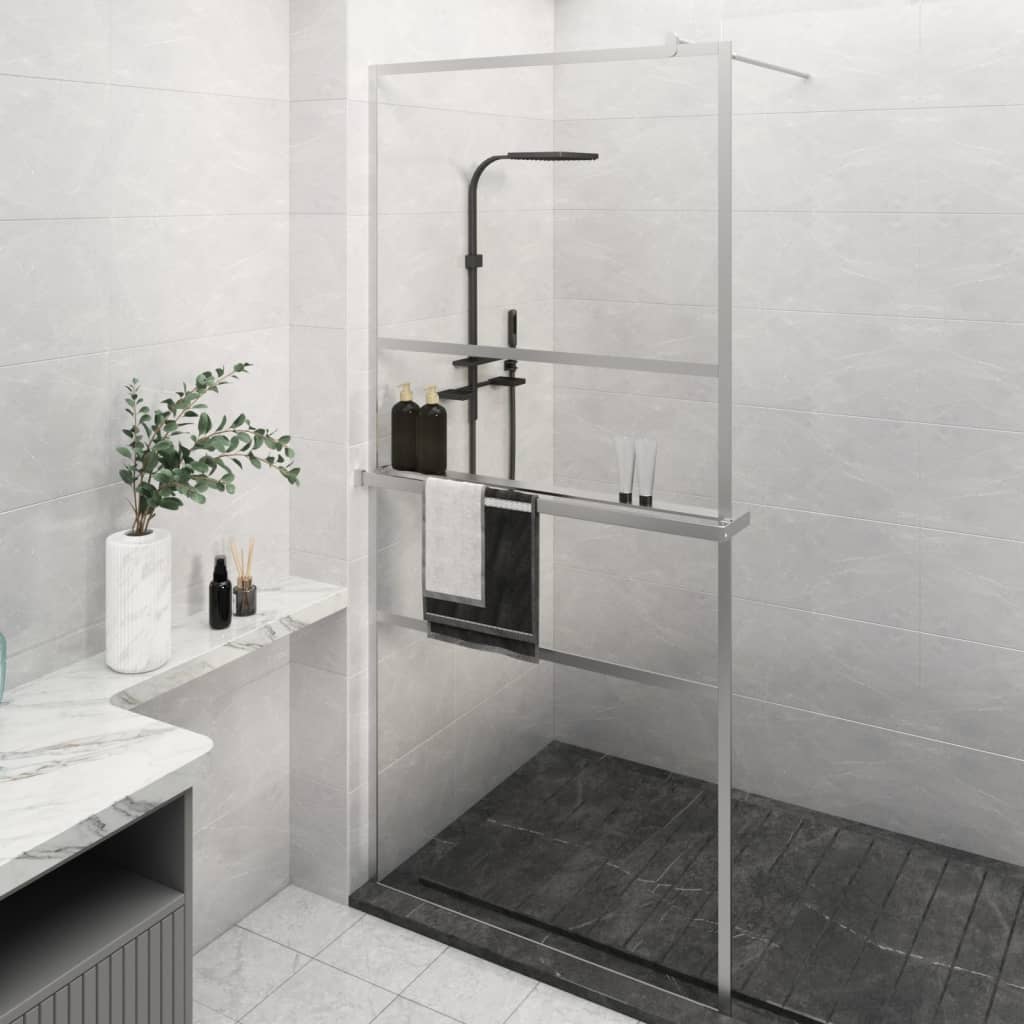 Duschwand mit Ablage für Walk-In-Dusche Chrom 80x195 cm ESG