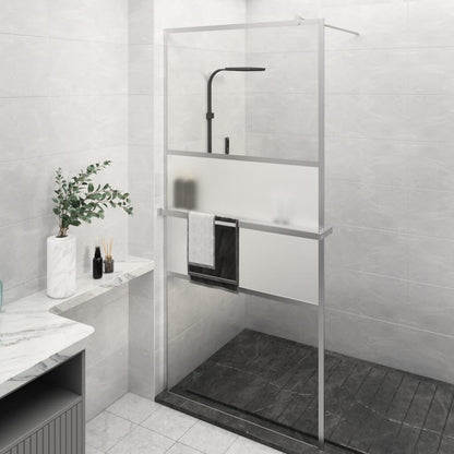 Duschwand mit Ablage für Walk-In-Dusche Chrom 90x195 cm ESG