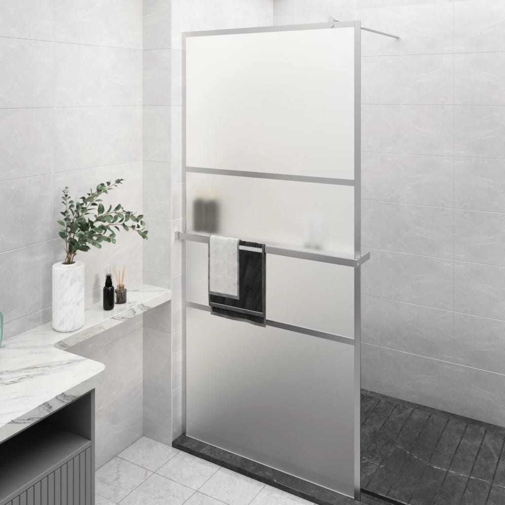 Duschwand mit Ablage für Walk-In-Dusche Chrom 90x195 cm ESG