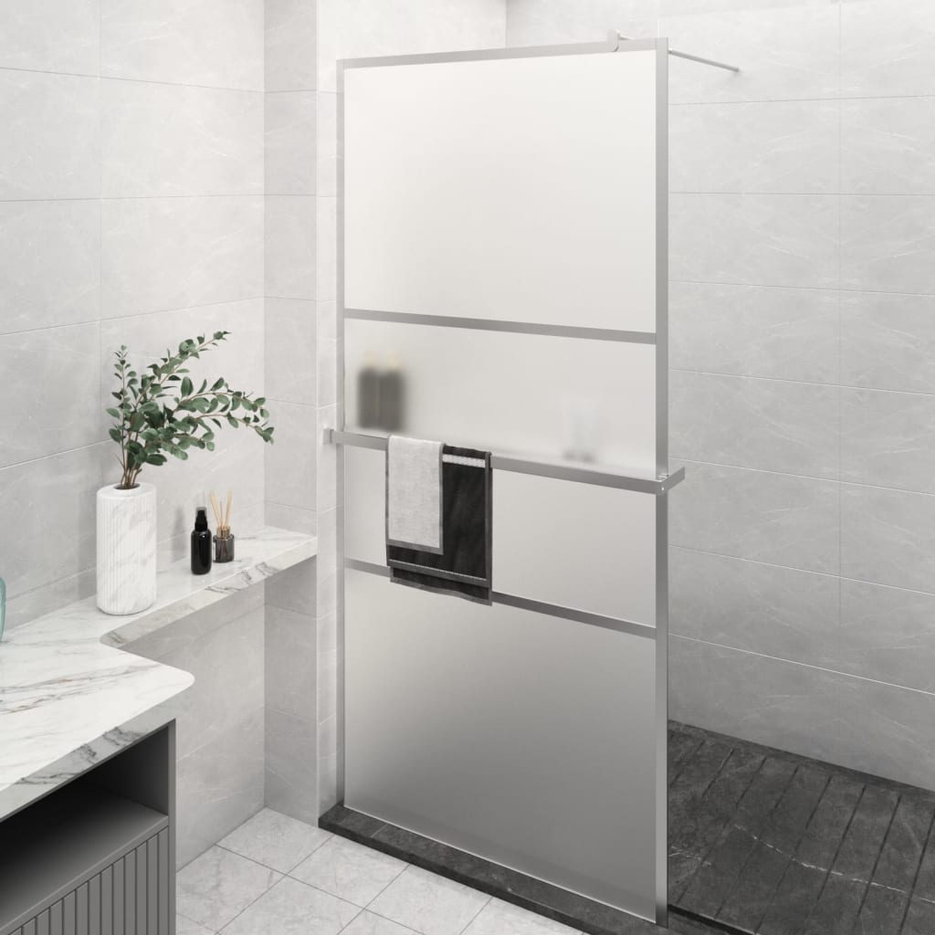 Duschwand mit Ablage für Walk-In-Dusche Chrom 100x195 cm ESG