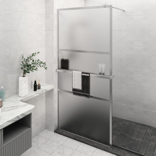 Duschwand mit Ablage für Walk-In-Dusche Chrom 115x195 cm ESG