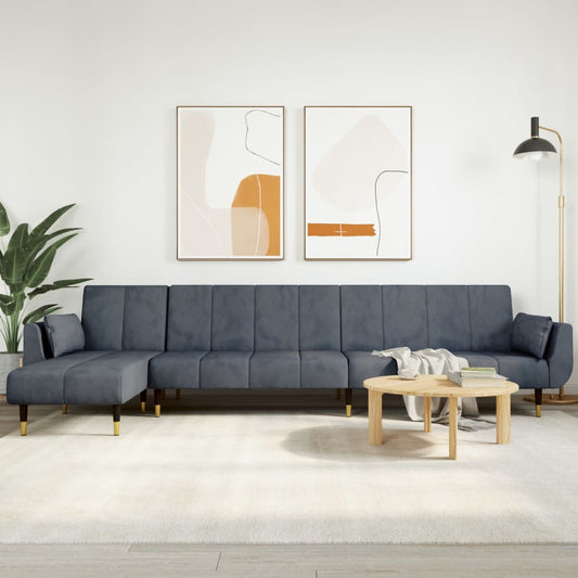 Schlafsofa in L-Form Dunkelgrau 275x140x70 cm Samt