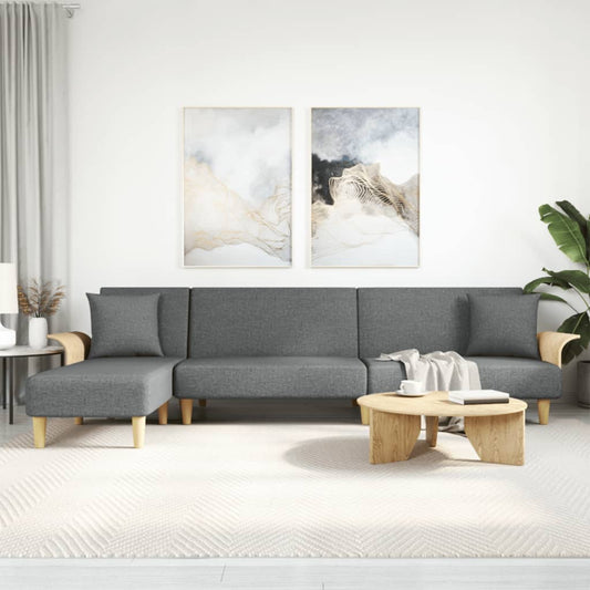 Schlafsofa in L-Form Dunkelgrau 279x140x70 cm Stoff