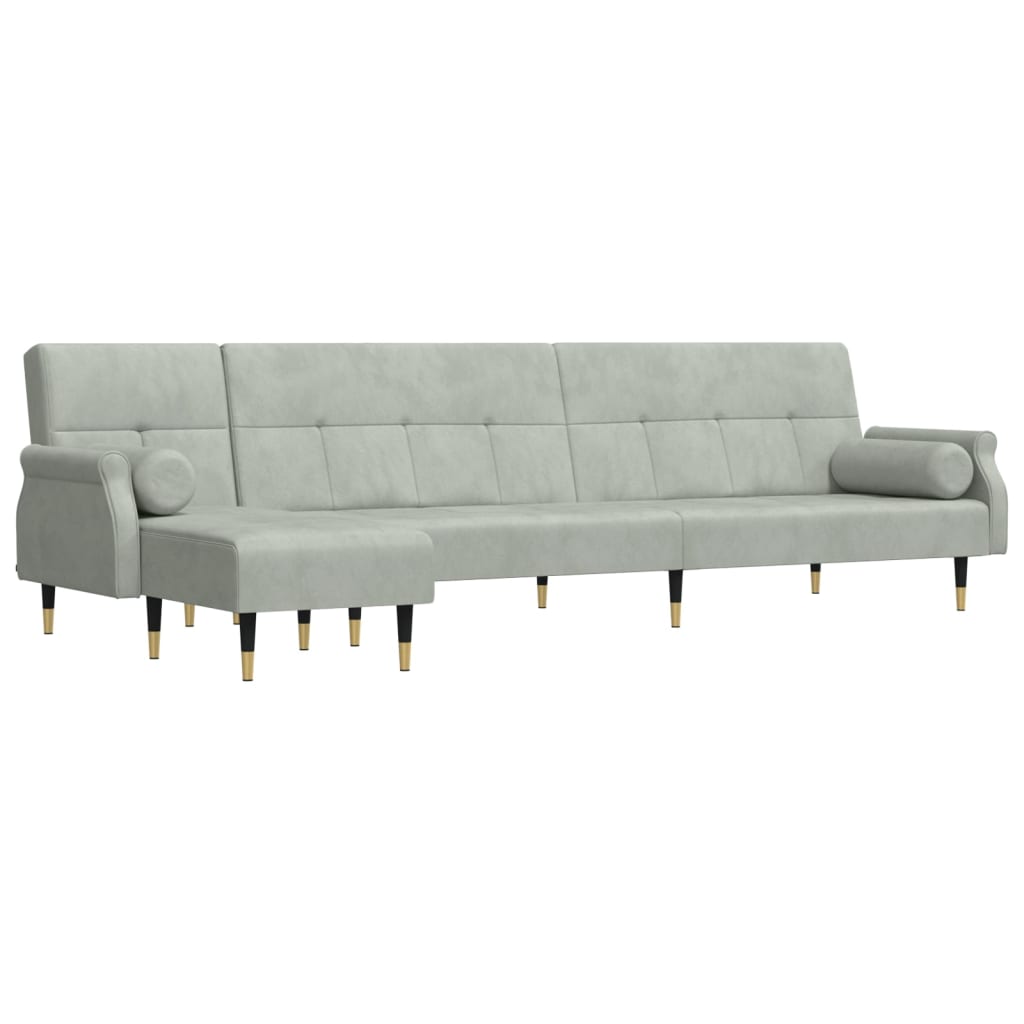 Schlafsofa in L-Form Hellgrau 271x140x70 cm Samt