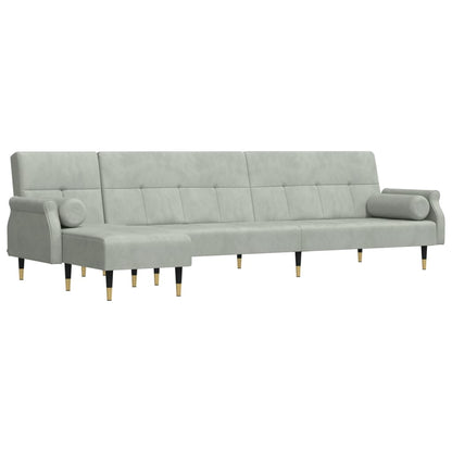 Schlafsofa in L-Form Hellgrau 271x140x70 cm Samt