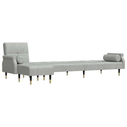 Schlafsofa in L-Form Hellgrau 271x140x70 cm Samt