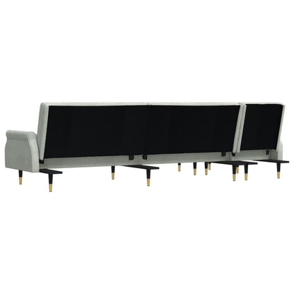 Schlafsofa in L-Form Hellgrau 271x140x70 cm Samt