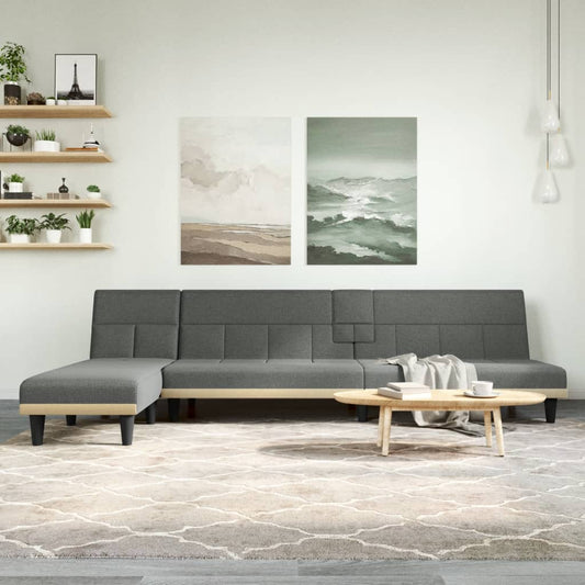 Schlafsofa in L-Form Dunkelgrau 255x140x70 cm Stoff