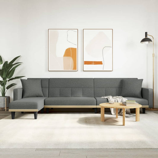 Schlafsofa in L-Form Dunkelgrau 275x140x70 cm Stoff