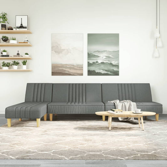 Schlafsofa in L-Form Dunkelgrau 255x140x70 cm Stoff