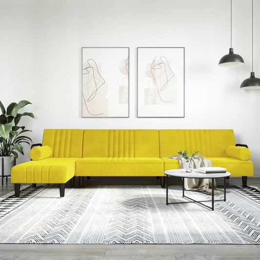 Schlafsofa in L-Form Gelb 260x140x70 cm Samt