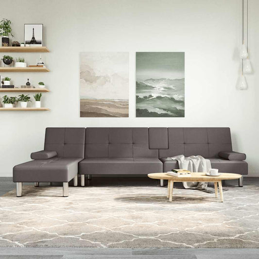 Schlafsofa in L-Form Grau 255x140x70 cm Kunstleder