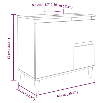 3-tlg. Badmöbel-Set Braun Eichen-Optik Holzwerkstoff