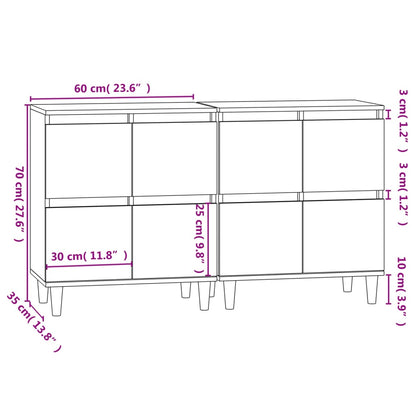 Sideboards 2 Stk. Weiß 60x35x70 cm Holzwerkstoff