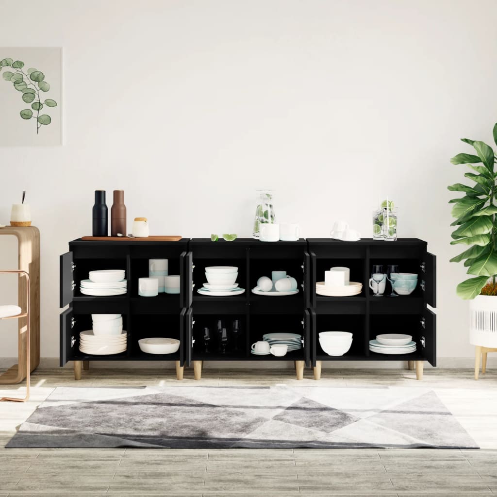 Sideboards 3 Stk. Schwarz 60x35x70 cm Holzwerkstoff