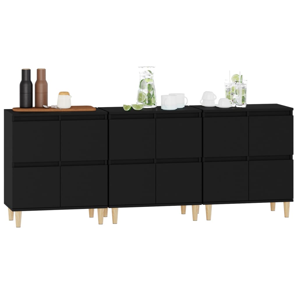 Sideboards 3 Stk. Schwarz 60x35x70 cm Holzwerkstoff