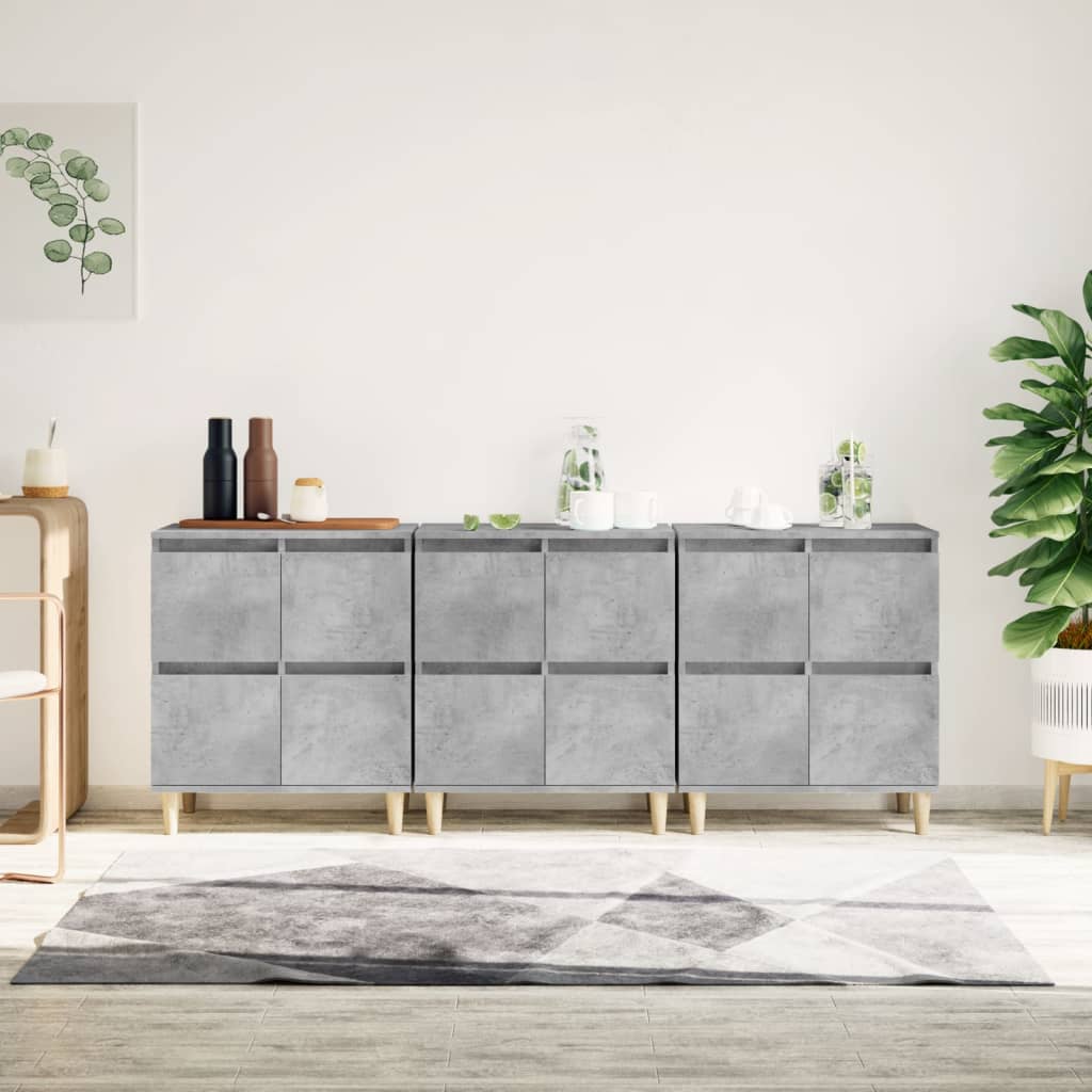 Sideboards 3 Stk. Betongrau 60x35x70 cm Holzwerkstoff