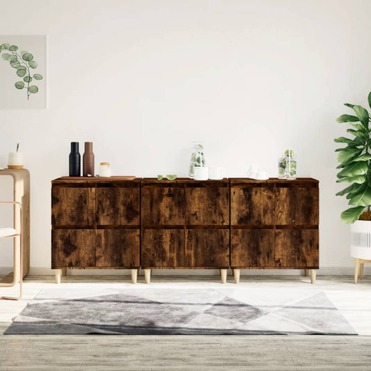 Sideboards 3 Stk. Räuchereiche 60x35x70 cm Holzwerkstoff