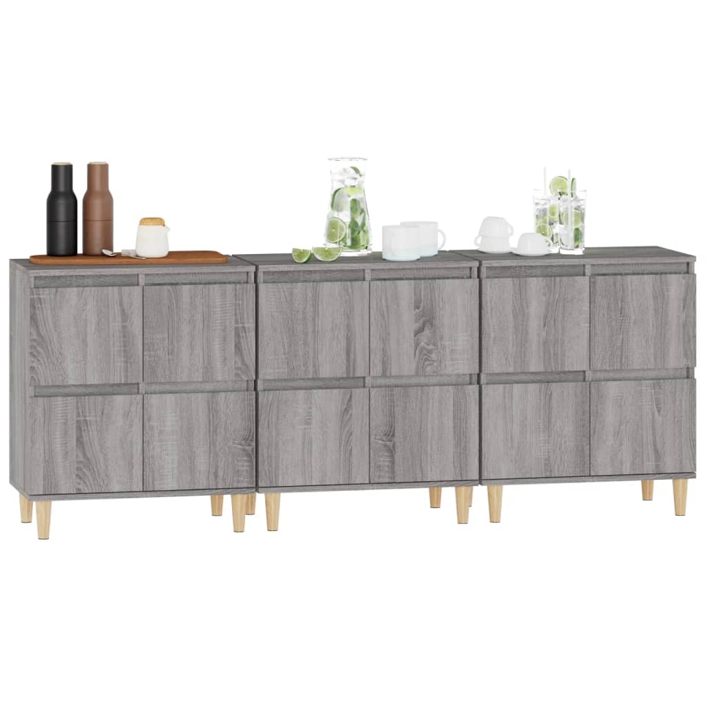 Sideboards 3 Stk. Grau Sonoma 60x35x70 cm Holzwerkstoff