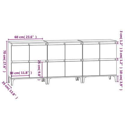 Sideboards 3 Stk. Weiß 60x35x70 cm Holzwerkstoff