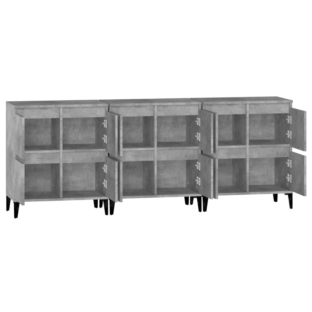 Sideboards 3 Stk. Betongrau 60x35x70 cm Holzwerkstoff