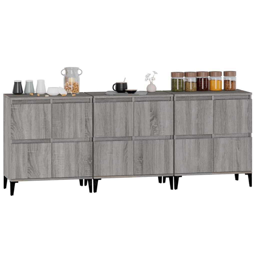 Sideboards 3 Stk. Grau Sonoma 60x35x70 cm Holzwerkstoff