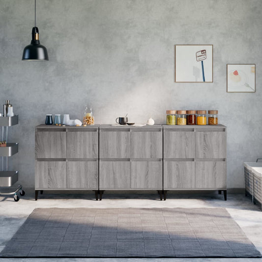 Sideboards 3 Stk. Grau Sonoma 60x35x70 cm Holzwerkstoff