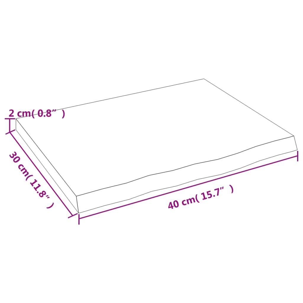 Waschtischplatte 40x30x2 cm Massivholz Unbehandelt