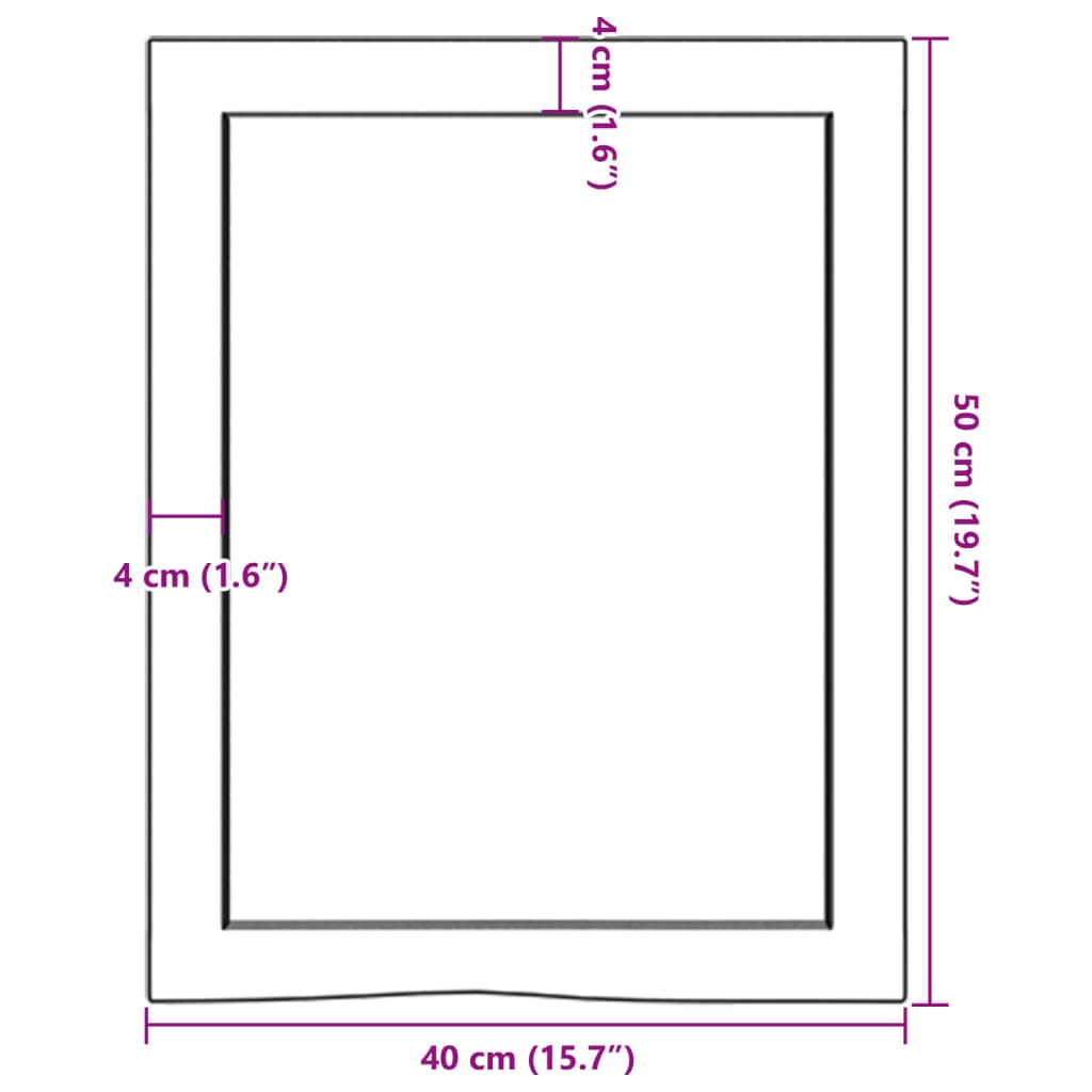 Waschtischplatte 40x50x(2-4)cm Massivholz Unbehandelt