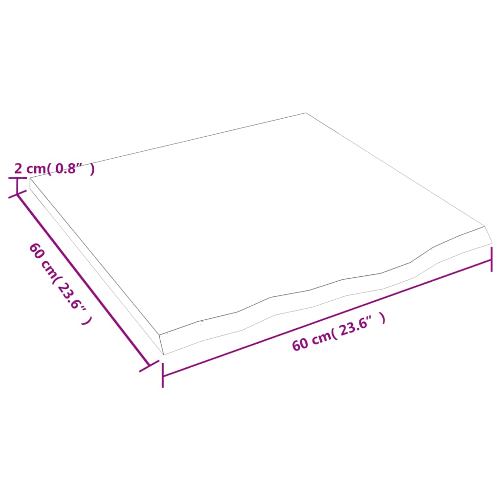 Waschtischplatte 60x60x2 cm Massivholz Unbehandelt