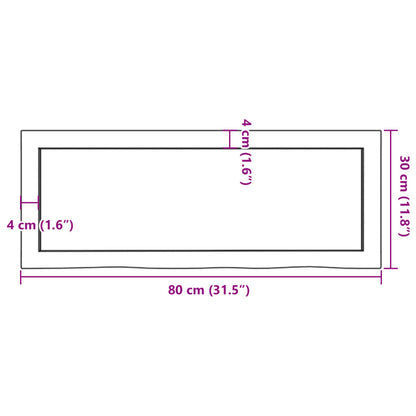 Waschtischplatte 80x30x(2-6) cm Massivholz Unbehandelt