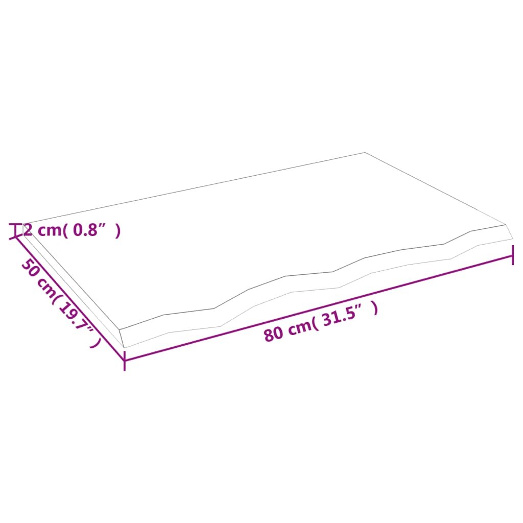 Waschtischplatte 80x50x2 cm Massivholz Unbehandelt