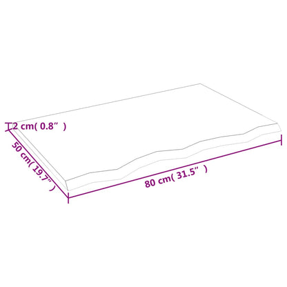 Waschtischplatte 80x50x2 cm Massivholz Unbehandelt