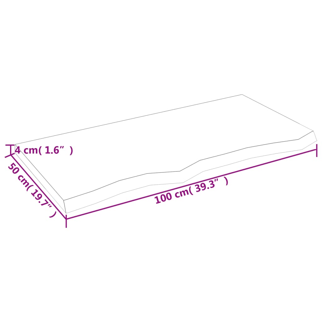 Waschtischplatte 100x50x(2-4) cm Massivholz Unbehandelt