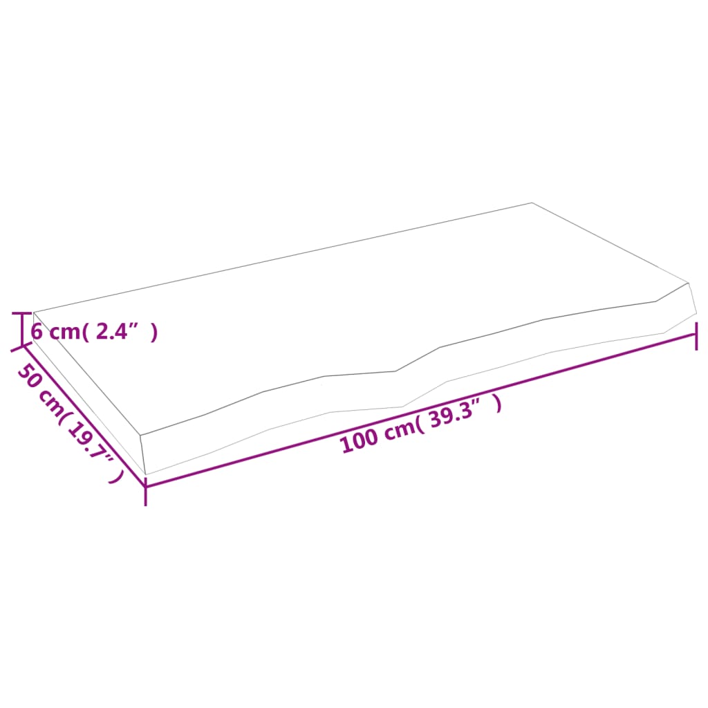 Waschtischplatte 100x50x(2-6) cm Massivholz Unbehandelt