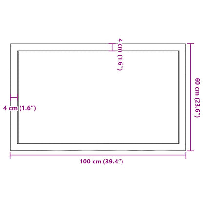 Waschtischplatte 100x60x(2-4) cm Massivholz Unbehandelt