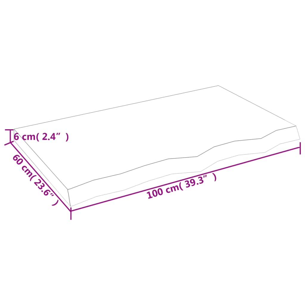 Waschtischplatte 100x60x(2-6) cm Massivholz Unbehandelt