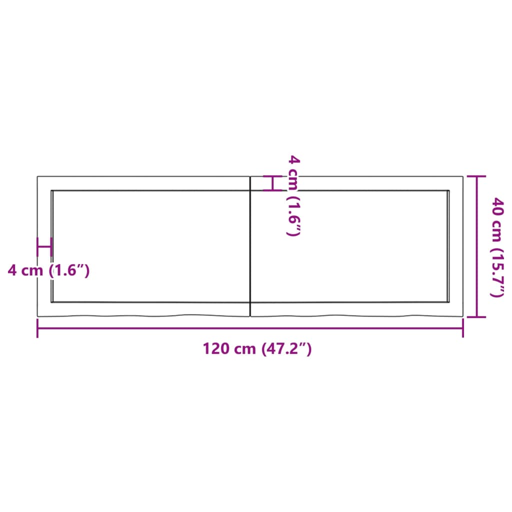 Waschtischplatte 120x40x(2-4) cm Massivholz Unbehandelt