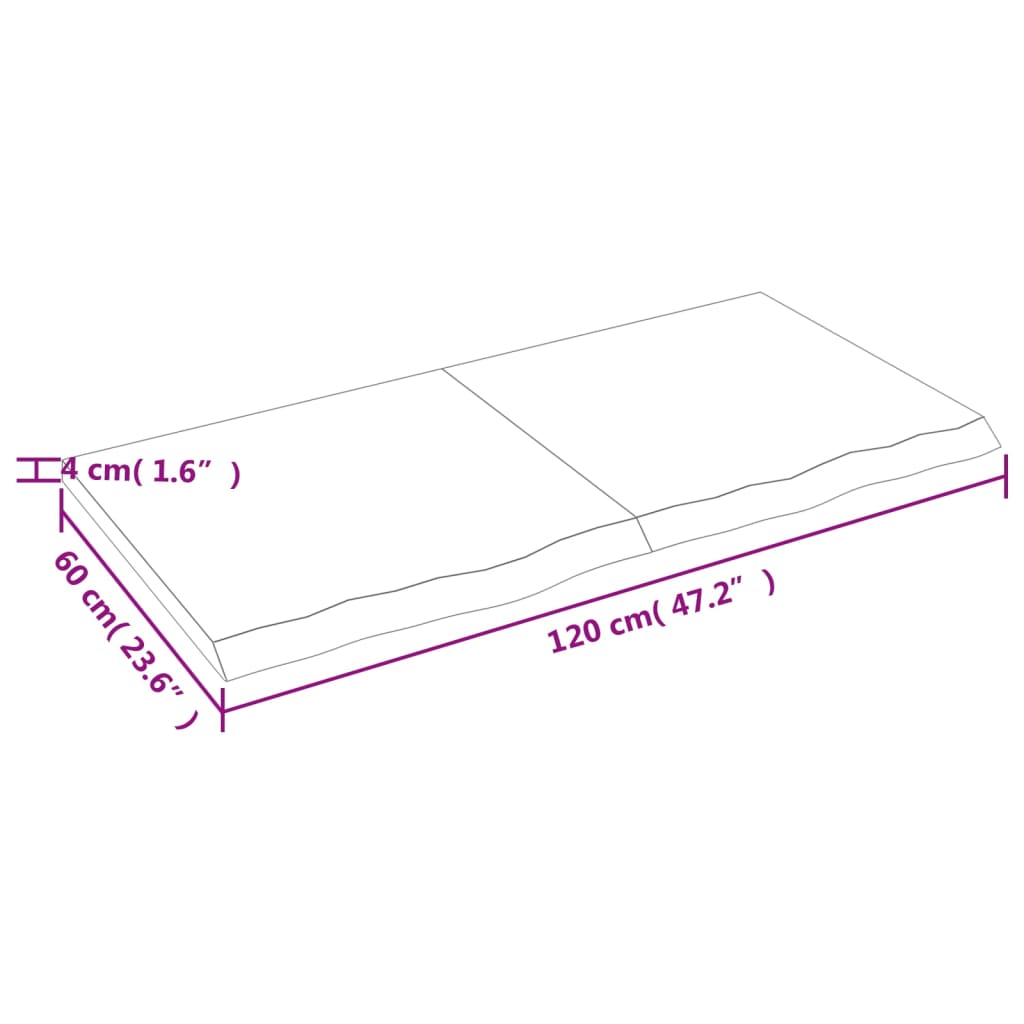 Waschtischplatte 120x60x(2-4) cm Massivholz Unbehandelt