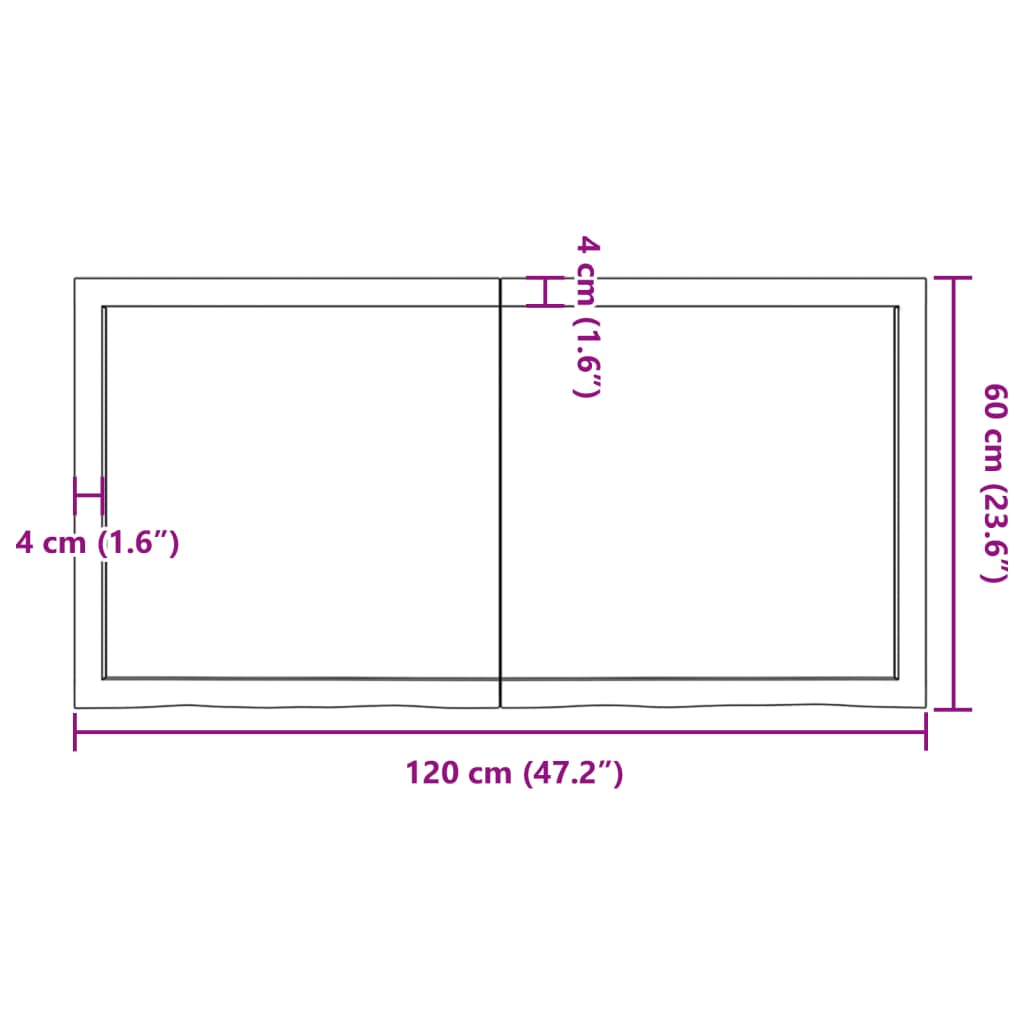 Waschtischplatte 120x60x(2-6) cm Massivholz Unbehandelt