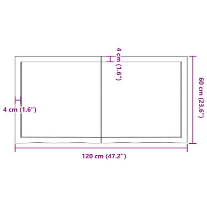 Waschtischplatte 120x60x(2-6) cm Massivholz Unbehandelt