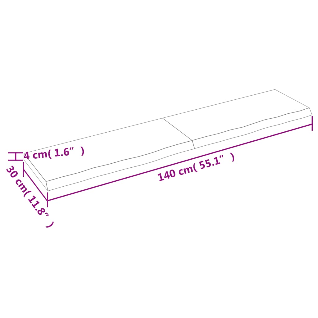 Waschtischplatte 140x30x(2-4) cm Massivholz Unbehandelt