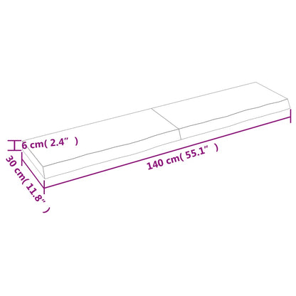 Waschtischplatte 140x30x(2-6) cm Massivholz Unbehandelt