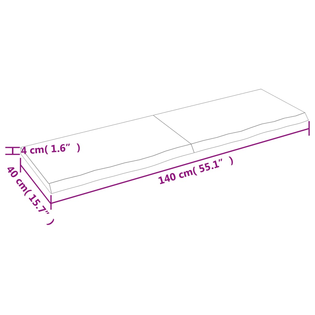 Waschtischplatte 140x40x(2-4) cm Massivholz Unbehandelt